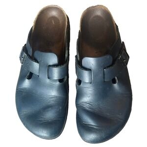 Birkenstock‎ Boston Clogs Sandals Dark Blue Leather Womens 7-7.5 EU 38